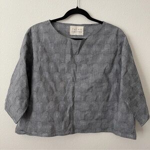 Susan Eastman One Size Top Lagenlook Kimono Sleeve Gray Polka Dot
